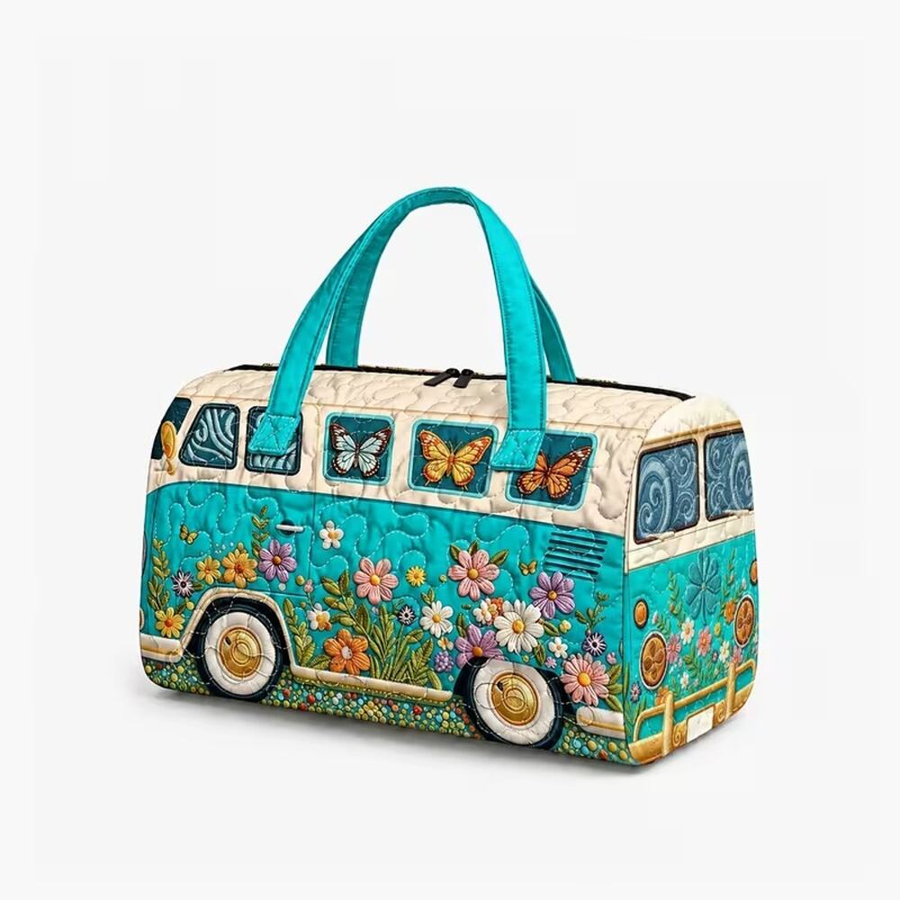 Retro Bohemian Handbag Duffle Bag & Beach Tote Boho Blue Gym Beach New